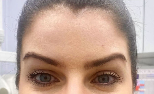 bright opened eyes and higher eyebrows